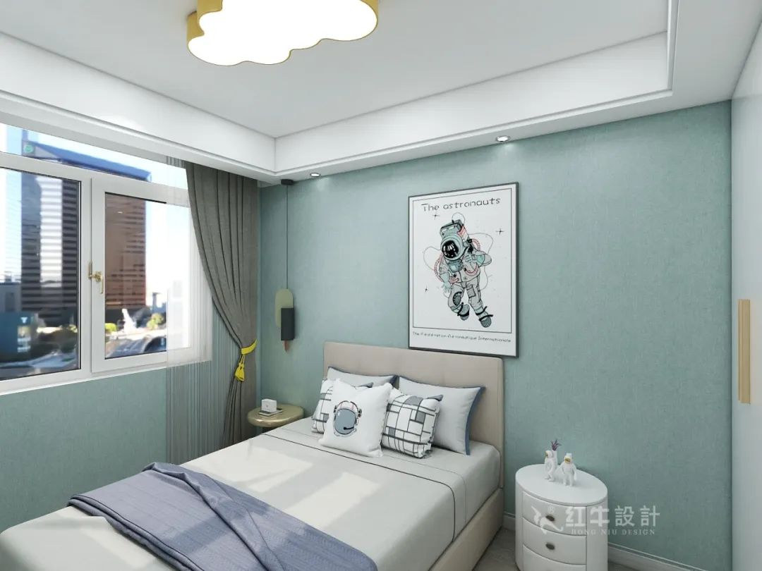 贾庭_摩登7娱乐设计--大名城 · 紫金九号100㎡后现代奢华09效果图欣赏_朝南次卧_小孩房