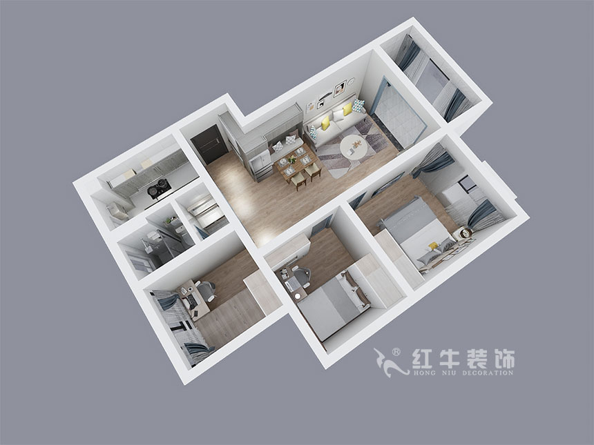 陆利民_保利罗兰春天1-1404-86㎡-现代风格_3室2厅1卫(新房装修)_成品家¥136800_全包13万00_04鸟瞰图