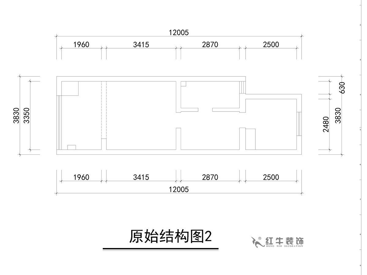 朱彦｜万科金色里程8-706-70㎡-简欧风格｜复式35+35㎡｜2室2厅1卫｜定制家￥120000｜全包12万｜00_02原始结构图2