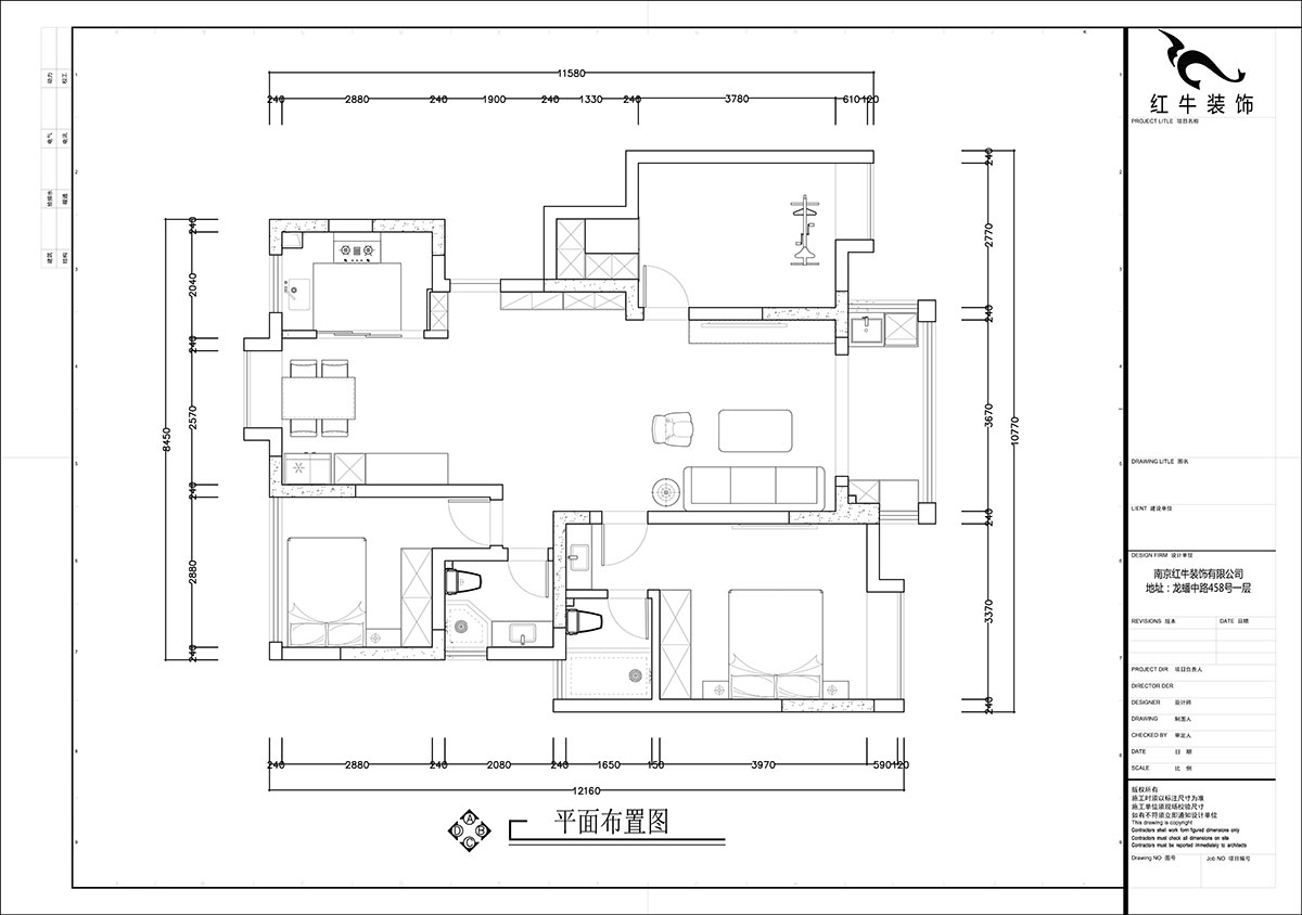 张智猿|启迪城博园1-302-114㎡-现代风格|3室2厅1卫|新房装修|定制家|全包17万|00_02平面布置图