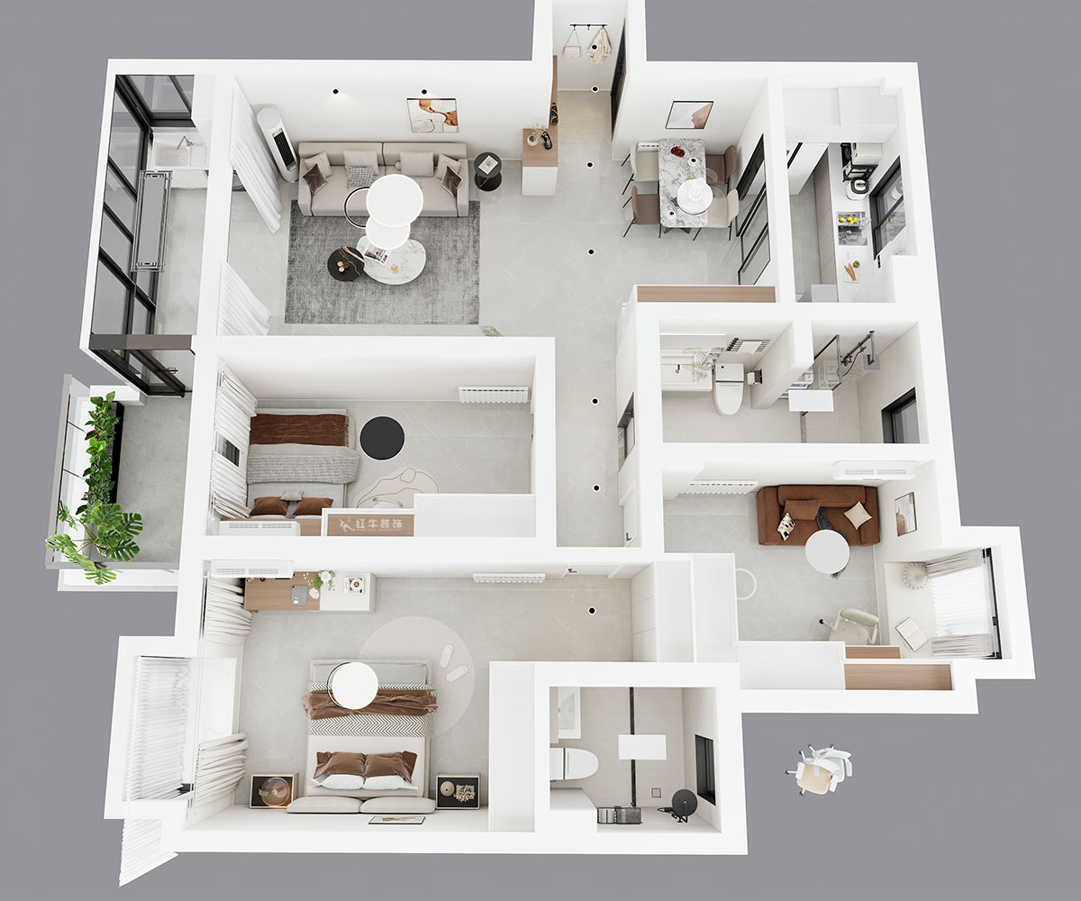 蒋琛|江南明珠6-1-401-115㎡-现代简约风格|3室2厅2卫|老房装修|定制家|全包13万|00_04鸟瞰图