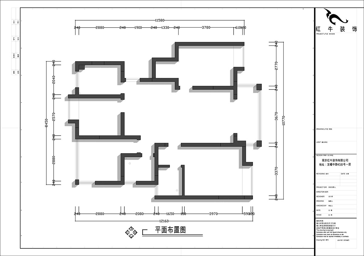 张智猿|启迪城博园1-302-114㎡-现代风格|3室2厅1卫|新房装修|定制家|全包17万|00_01原始结构图