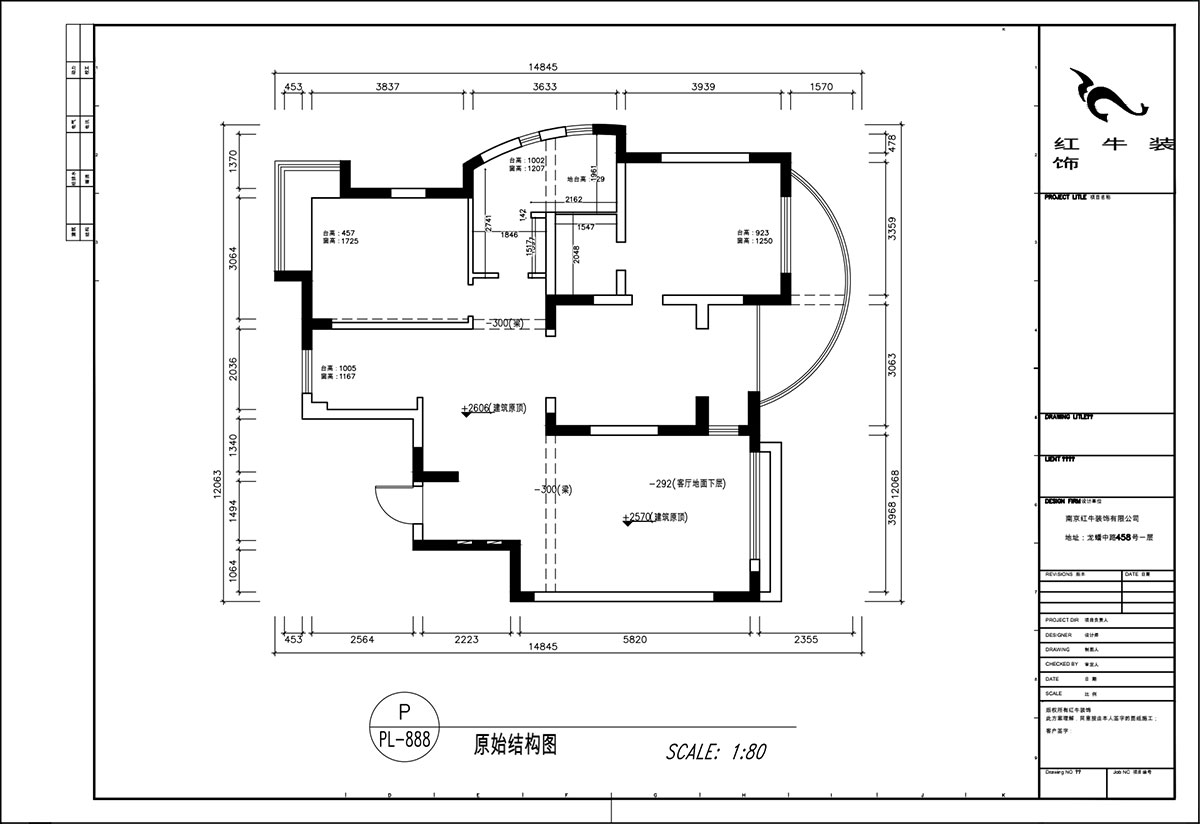 顾娟|翠岛花城荷田苑6-101-135㎡-现代简约风格|3室2厅2卫|旧房装修|定制家|全包19万|00_01原始结构图