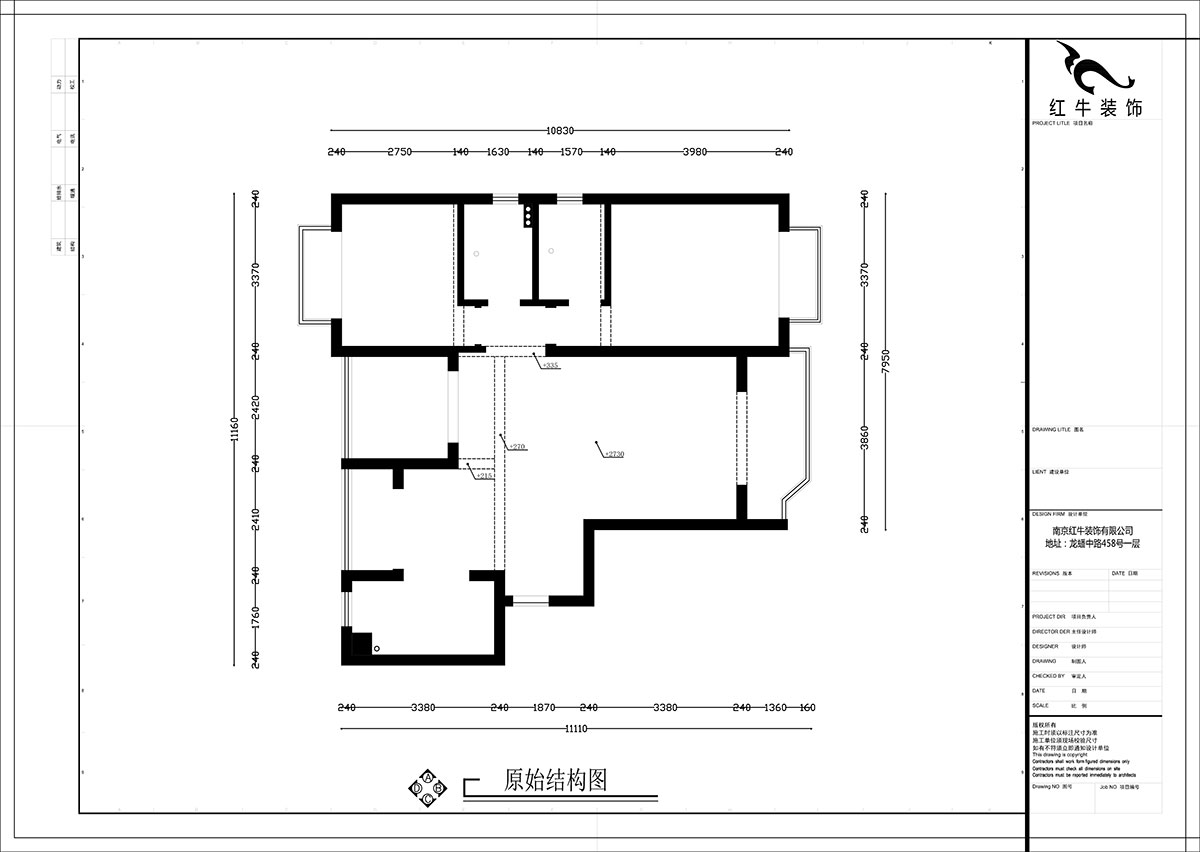 【实景案例】张智猿|金域华府-120㎡-简约风格|3室1厅2卫|老房装修|定制家|全包16万|00_01原始结构图