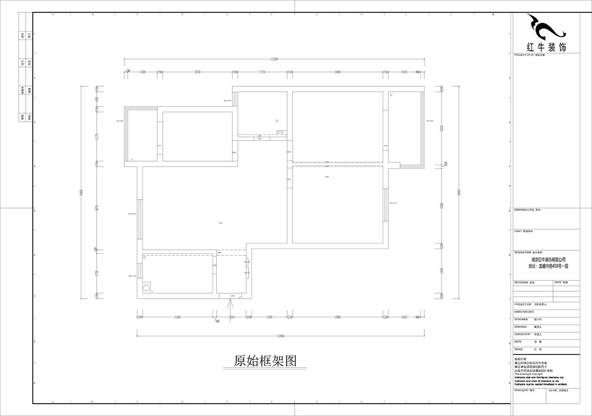 孟宪涛|月桂园4-1005-103㎡-现代简约风格|3室2厅1卫|新房装修|定制家|全包14万|00_01原始框架图