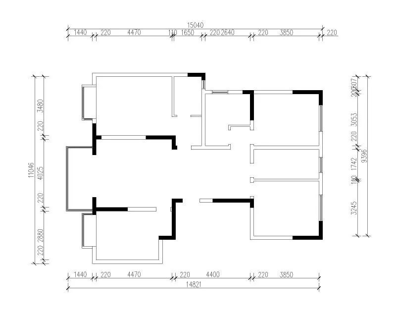 余玮_摩登7娱乐设计--中垠紫金官邸140㎡(G户型)北欧风格02户型分析_原始结构图