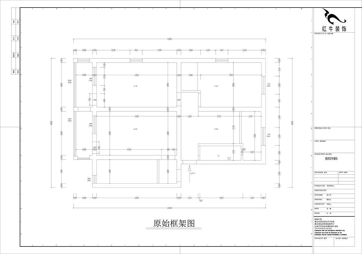 孟宪涛|五老村24-201-100㎡-现代简约风格|3室2厅1卫|老房装修|定制家|全包14万|00_01原始框架图