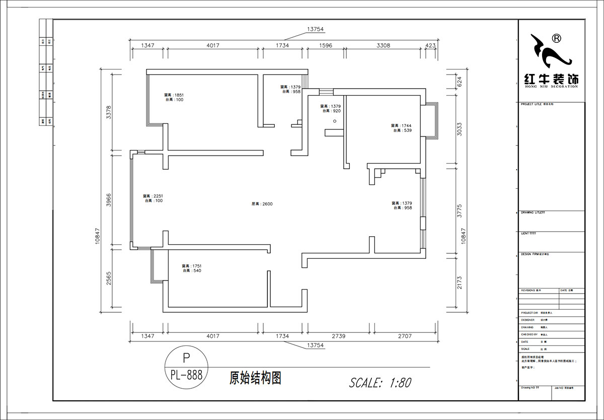 顾娟|紫金明珠4幢202室-120㎡-现代简约风格|3室2厅2卫|旧房装修|定制家|全包17万|00_01原始结构图