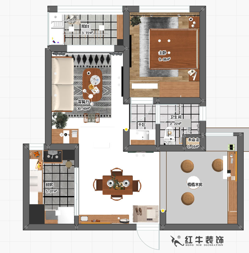 陶阳_万达东坊4-803-73㎡-现代轻奢风格_2室2厅1卫_成品家¥9