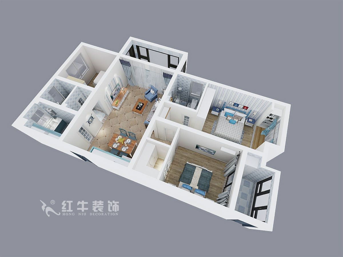 陆利民_碧景山庄6-201-117㎡-地中海风格_3室2厅2卫(新房装修)_成品家¥156700_全包15