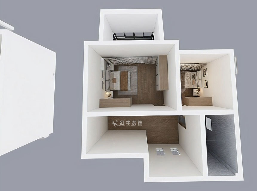 孟宪涛|养龙山庄D-11B-120㎡-现代简约风格|3室2厅2卫|老房装修|定制家|全包14万|00_07二楼鸟瞰