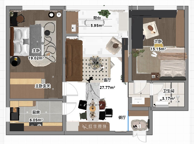 南京100㎡原木风装修，朗诗国际街区中园，布局太巧妙了
