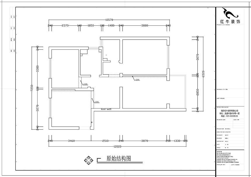 张智猿|盛和家园南区6-1-1301-80㎡-现代简约风格|3室2厅1卫|老房装修|定制家¥106397|全包11万|00_01原始结构图