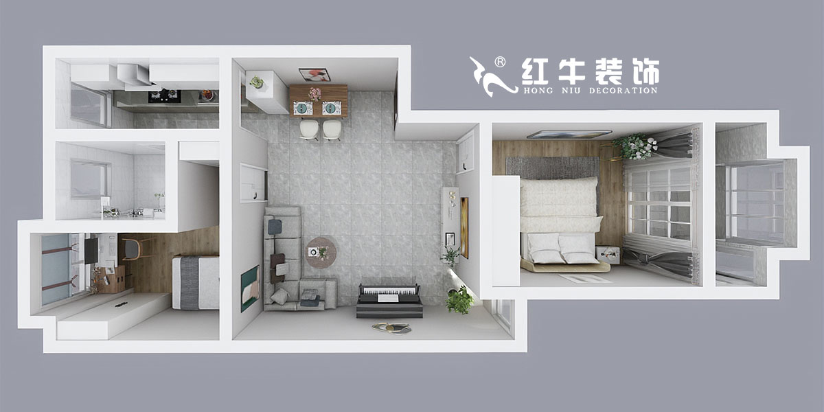 魏明花_一品嘉园2-305-76㎡-简约风格_2室1厅1卫_成品家¥117416→00鸟瞰图