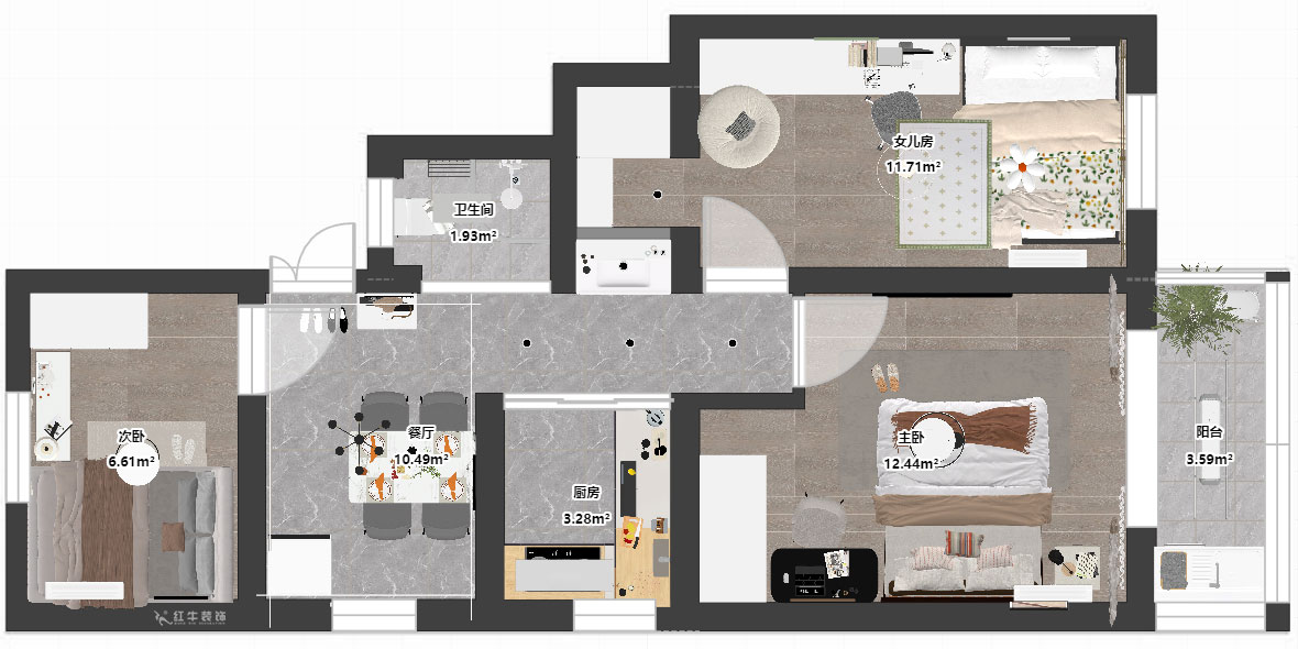贾庭|中山门小区12-401-65㎡-现代风格|3室1厅1厨1卫|老房装修|定制家|全包9