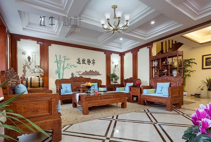 吴波_摩登7娱乐设计 · 大宅--280㎡ · 中式古典风格 · 汤山东湖丽岛02