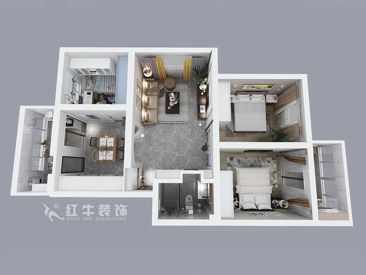 魏明花_南农大72-101-95㎡-北欧风格_3室2厅1卫_成品家¥142000_全包14万00鸟瞰图