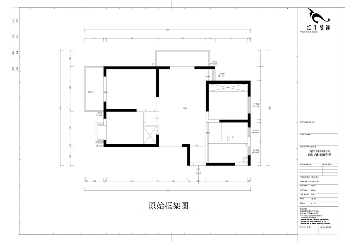孟宪涛|七彩星城2-2406-120㎡-简约风格|3室1厅1卫|老房装修|定制家¥160000|全包16万|00_01原始框架图