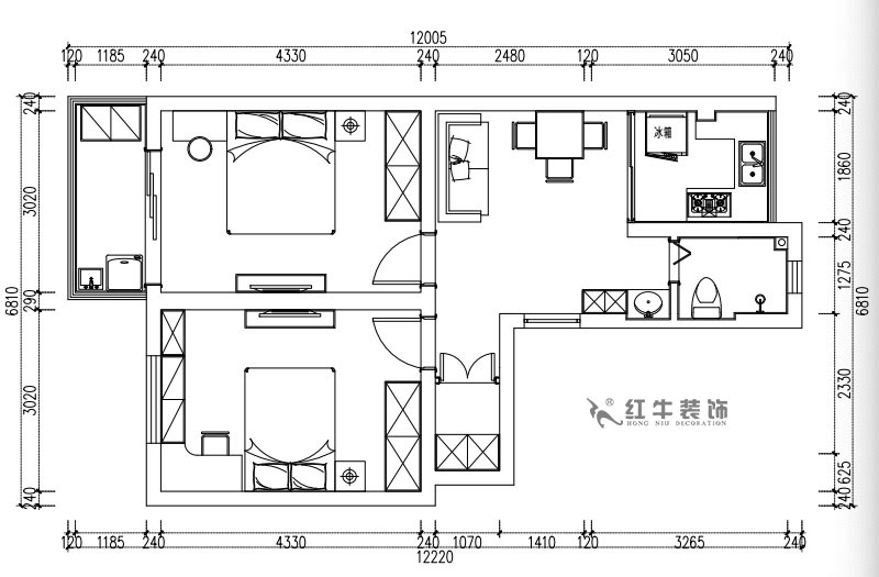 张桐玮_武定新村41-402-60㎡-简欧风格_2室1厅1卫(老房装修)_定制家¥83500_全包10万00_02平面布置图