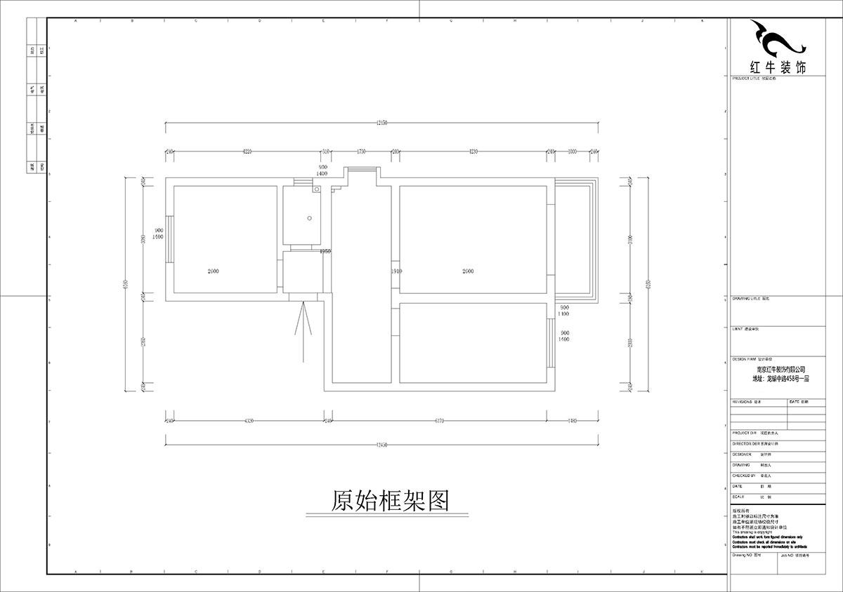 孟宪涛|张府园小区20号202室-70㎡-简约风格|2室1厅1卫|老房装修|定制家¥95000|全包12万|00_01原始框架图