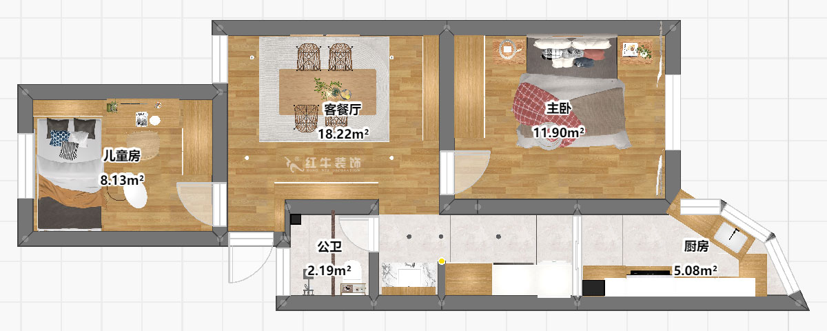 刘晓芳|虹苑新寓二村4-5-210-60㎡-北欧风格|2室2厅1卫|老房装修|定制家|全包8