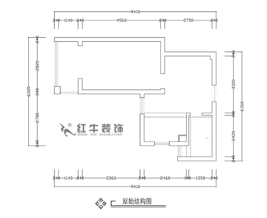 张智猿_银龙四期11栋2-706-42㎡-现代简约风格_1室1厅1卫(老房装修)_定制家¥79453_全包8万00_01原始结构图