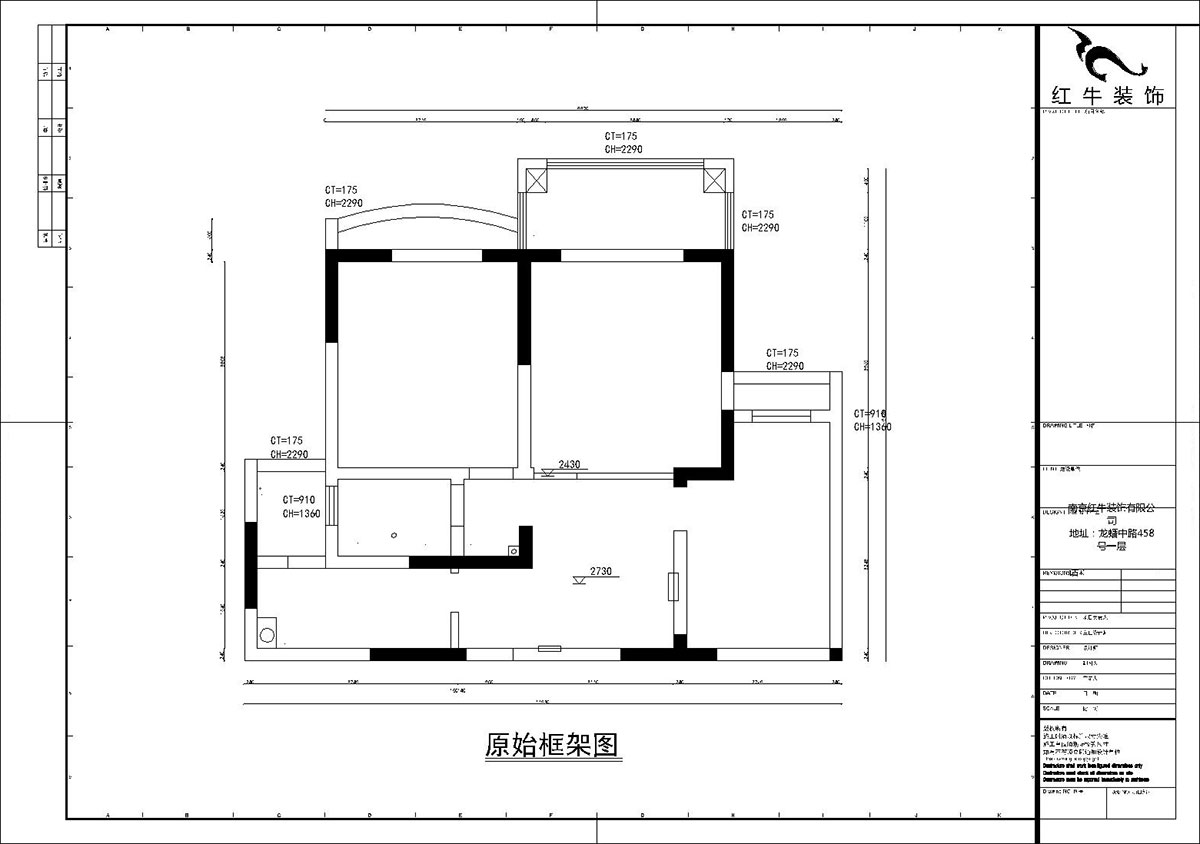 【实景案例】孟宪涛｜银河湾福苑-95㎡-简欧风格｜2室2厅1卫｜婚房装修｜定制家｜全包14万｜00_01汇景国际原始框架图