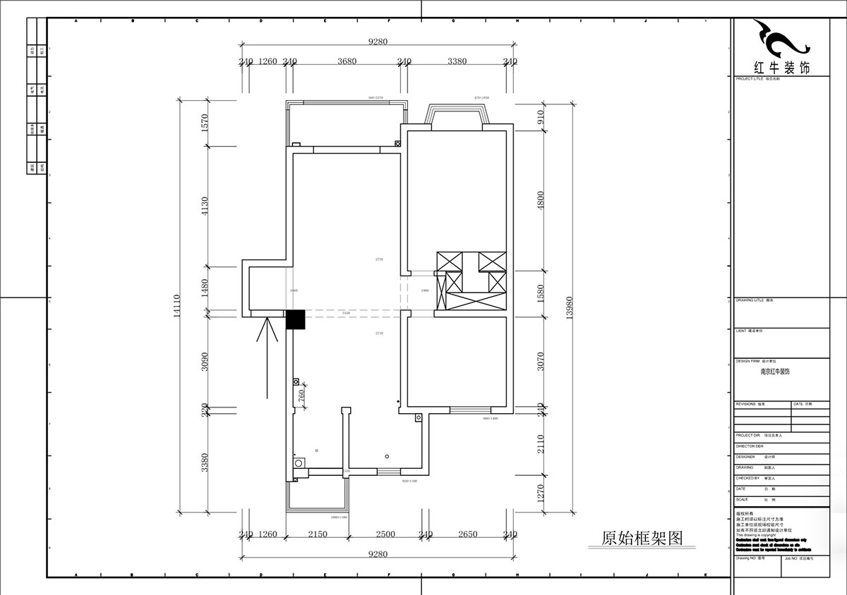 蒋琛|香榭里8-2-902-100㎡-现代简约风格|2室2厅1卫|老房装修|定制家|全包14万|00_01原始框架图