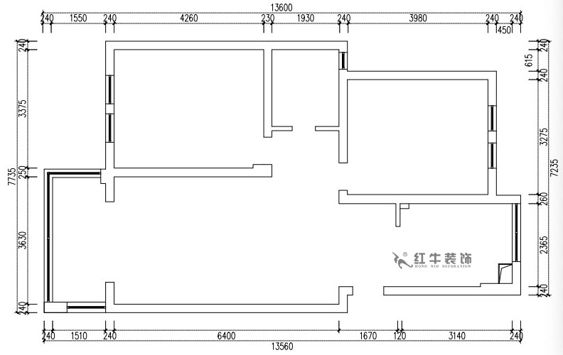 张桐玮|仙龙湾山庄22-404-89㎡-日式原木简约风格|2室1厅1卫|旧房改造|半包¥67100|半包7万|00_01原始结构图