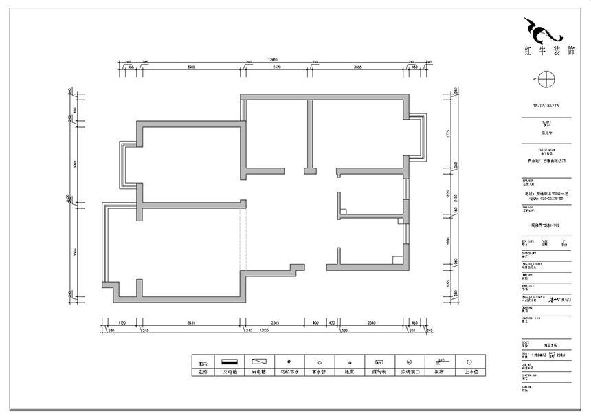 朱明琪_双和园15-1-702-95㎡-简美风格_3室2厅1卫(老房装修)_成品家¥128088_全包13万00_01原始结构图